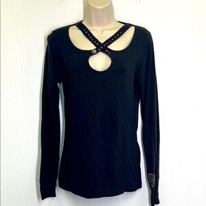 Harley Davidson - Keyhole Bedazzled Savannah GA Harley Long Sleeve T Shirt Sm